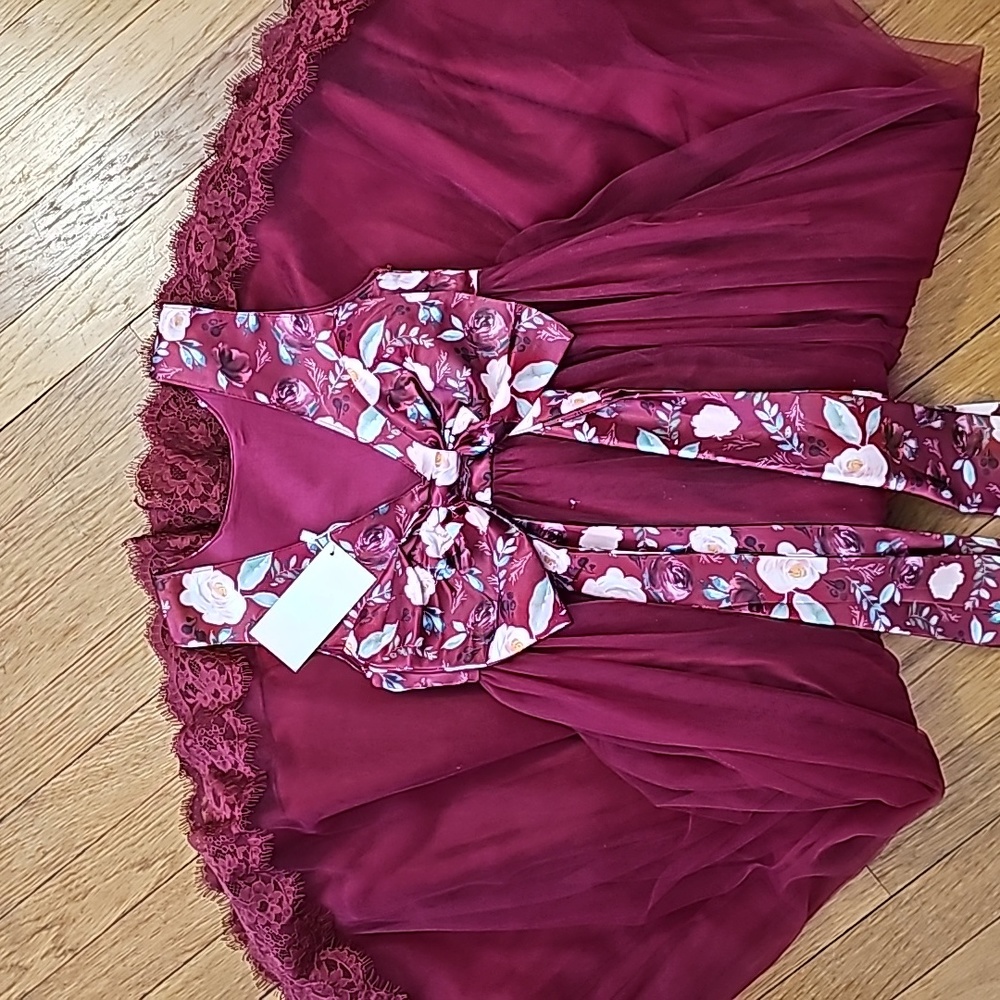 NWT Lovely Wine Floral Lucinda Gown - Just Couture - Picture 7 of 9